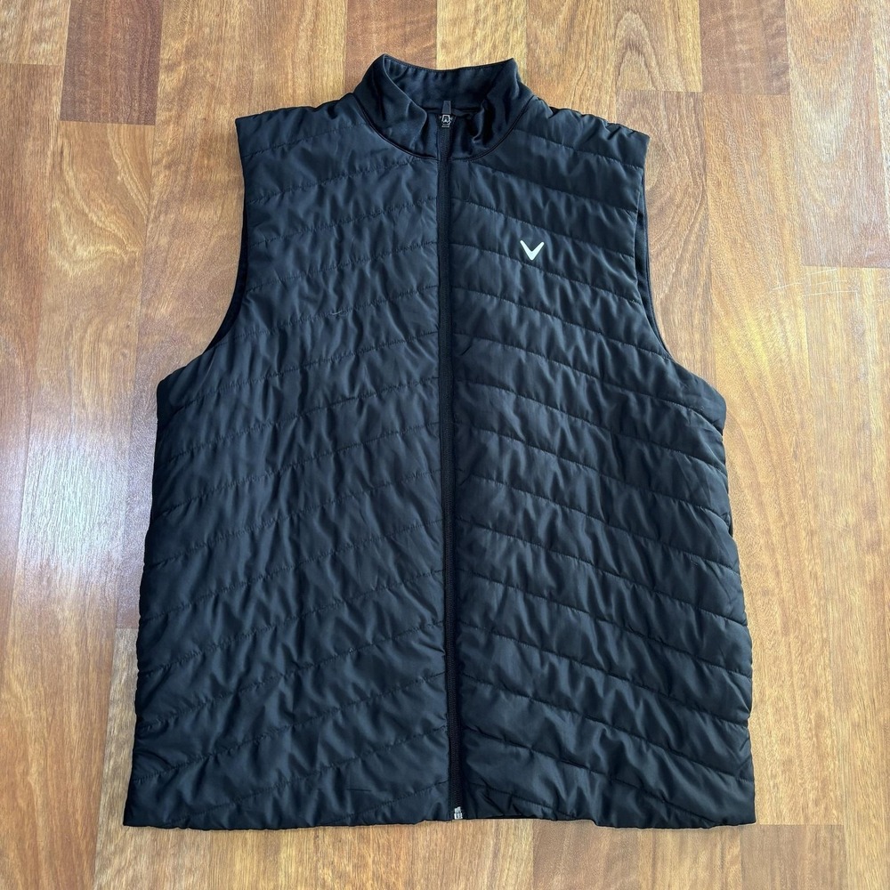 Callaway Vest Mens LT Black Quilted Full Zip Golf Insulated Outdoor Microfiber